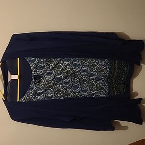 Blue top with connected cardigan
